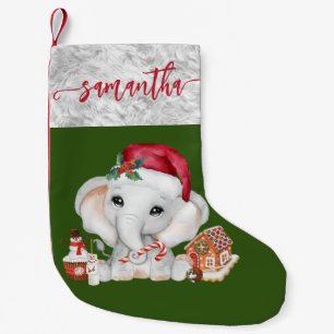 Santa Baby Holiday Elephant Christmas  Small Christmas Stocking