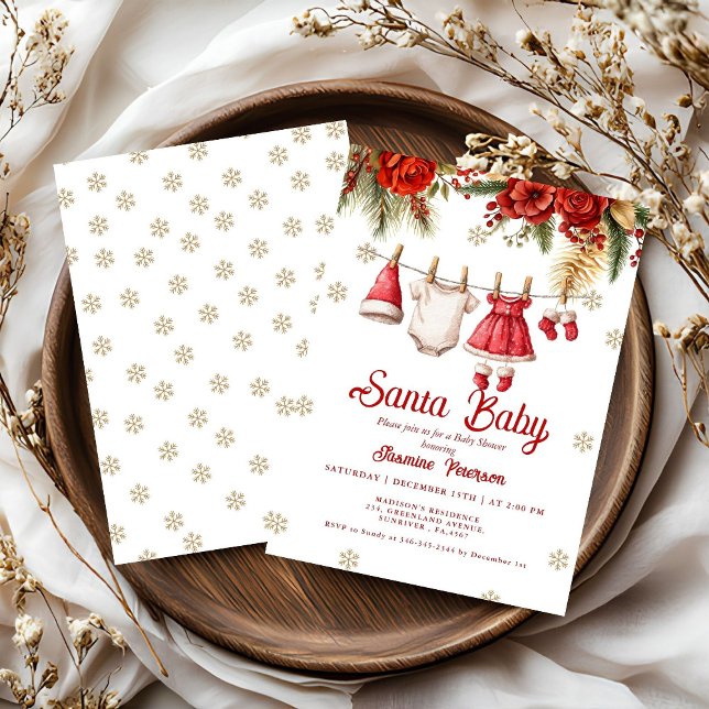 Santa Baby Holiday Winter Baby Cloth baby shower Invitation (Creator Uploaded)