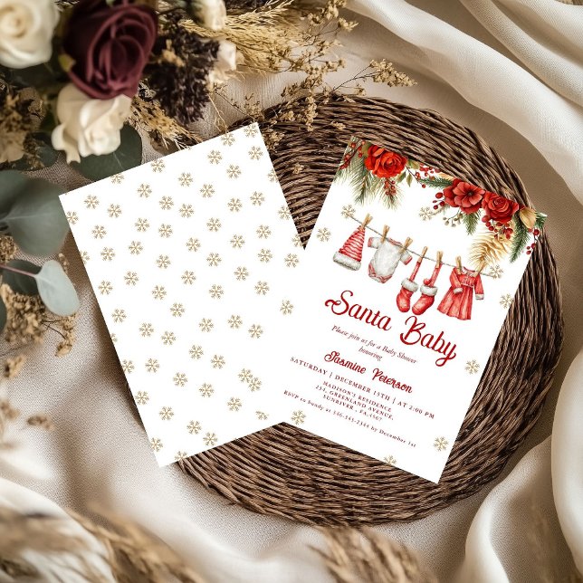 Santa Baby Holiday Winter Baby Cloth baby shower Invitation (Creator Uploaded)