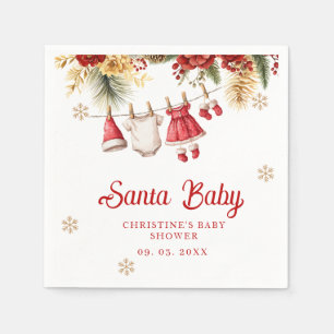 Santa Baby Holiday Winter Christmas Baby Shower Napkin