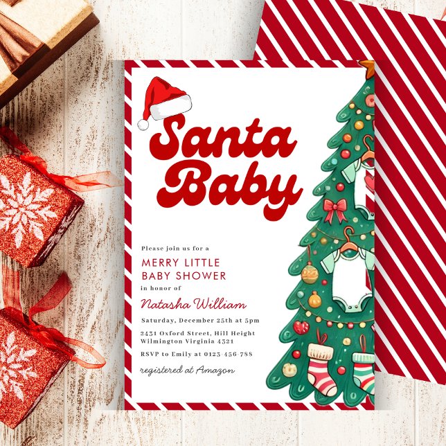 Santa Baby Merry Little Christmas Baby Shower  Invitation (Creator Uploaded)