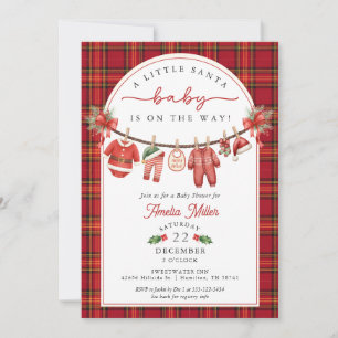 Santa Baby on the Way Baby Clothesline Baby Shower Invitation