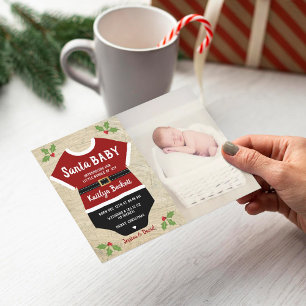 Santa Baby Photo Christmas Birth Announcement