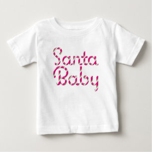 Santa Baby Pink Candy Cane Holiday Baby T-Shirt