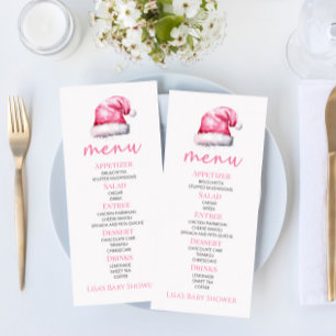 Santa Baby Pink Snowy Santa Hat Baby Shower Food Menu