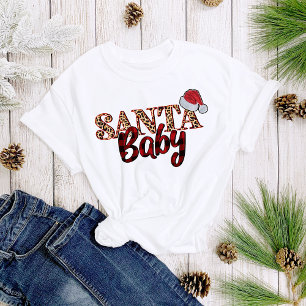 Santa Baby Plaid Leapord Print Christmas Women's T-Shirt