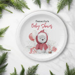 Santa Baby Polar Teddy Bear Christmas  Paper Plate<br><div class="desc">This design may be personalised in the area provided by changing the photo and/or text. Or it can be customised by clicking Personalise this Template and then choosing the click to customise further option and delete or change the colour of the background, add text, change the text colour or style,...</div>