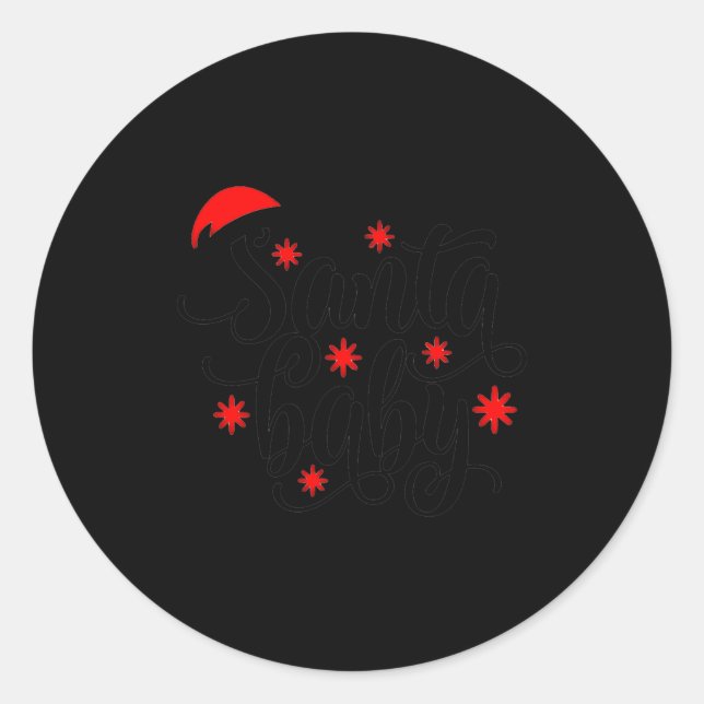 Santa Baby Pregnancy Announcement Christmas Santa  Classic Round Sticker (Front)