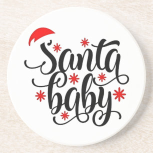 Santa Baby Pregnancy Announcement Christmas Santa Coaster