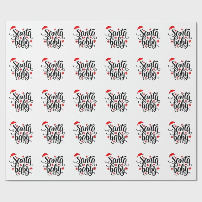 Santa Baby Pregnancy Announcement Christmas Santa Wrapping Paper (Flat)