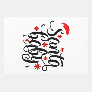 Santa Baby Pregnancy Announcement Christmas Santa Wrapping Paper Sheet