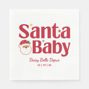 Santa Baby Red And Green Baby Shower Napkin