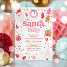 Santa Baby Red And Pink Christmas Baby Shower