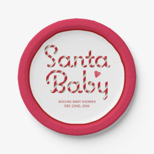 Santa Baby Red Christmas Baby Shower Paper  Paper Plate
