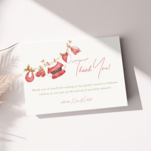 Santa Baby Red Clothes Winter Boy Baby Shower Thank You Card