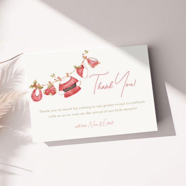 Santa Baby Red Clothes Winter Boy Baby Shower Thank You Card (Creator Uploaded)
