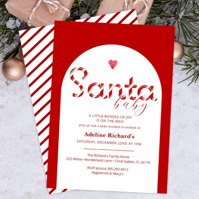 Santa Baby Red Holiday Shower Invitation (Santa Baby - Red Baby Shower Invitation)