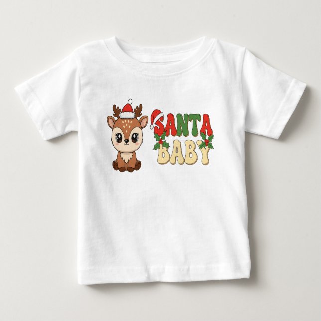 Santa Baby Reindeer Baby T-Shirt (Front)