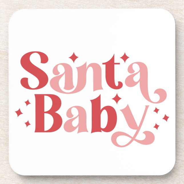 Santa Baby - Retro Christmas Typography Coaster (Front)