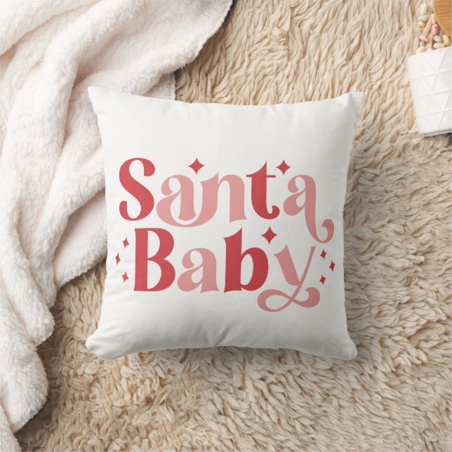 Santa Baby - Retro Christmas Typography Cushion (Blanket)