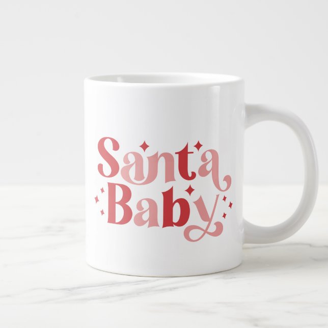 Santa Baby - Retro Christmas Typography Large Coffee Mug (Right)
