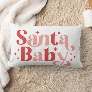 Santa Baby - Retro Christmas Typography Lumbar Cushion