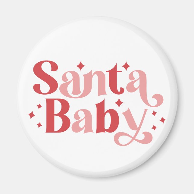 Santa Baby - Retro Christmas Typography Magnet (Front)