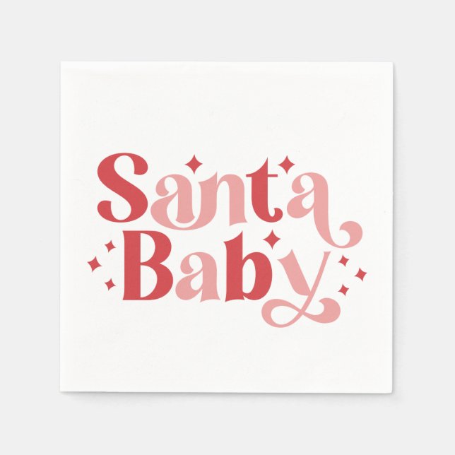 Santa Baby - Retro Christmas Typography Napkin (Front)