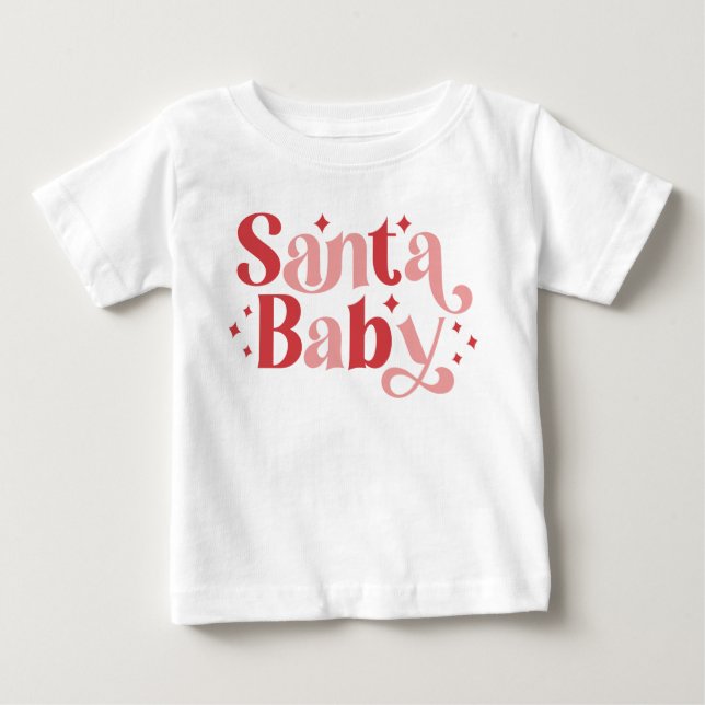 Santa Baby - Retro Christmas Typography T-Shirt (Front)