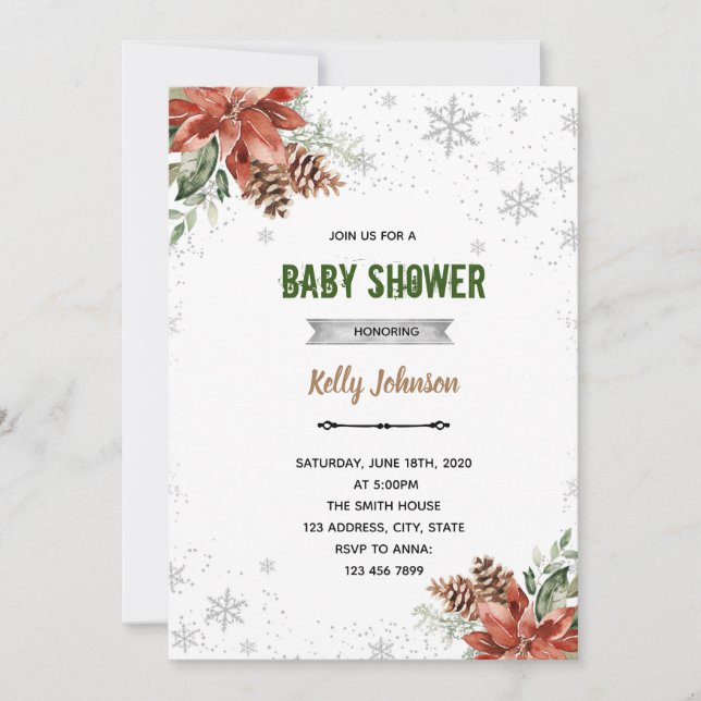 Santa baby shower birthday invitation (Front)