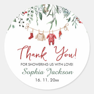 Santa Baby Shower Christmas Baby Clothes Winter Classic Round Sticker