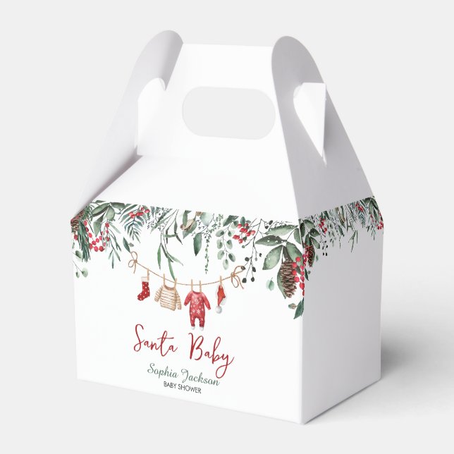 Santa Baby Shower Christmas Baby Clothes Winter Favour Box (Front Side)
