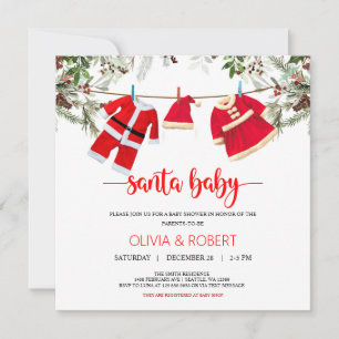 Santa Baby Shower, Christmas Baby Shower Invitation
