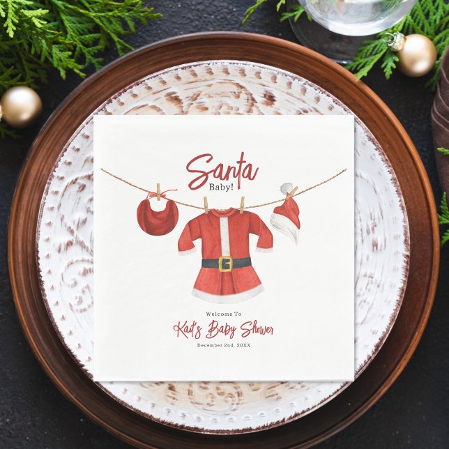 Santa Baby Shower Christmas Holiday Winter Dress Napkin (Creator Uploaded)