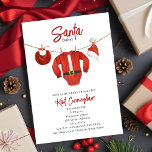 Santa Baby Shower Clothesline Christmas Winter Invitation<br><div class="desc">Christmas baby shower theme featuring clothesline with illustration of santa baby clothes,  santa hat,  and red bib.</div>