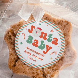 Santa Baby  Shower Favour  Classic Round Sticker