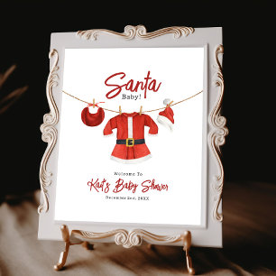 Santa Baby Shower Girl Dress Welcome Poster