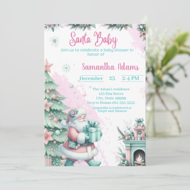 Santa Baby Shower Invitation  (Standing Front)