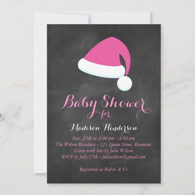 Santa Baby Shower Invitation - pink (Front)