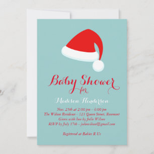 Santa Baby Shower Invitation - red & turquoise