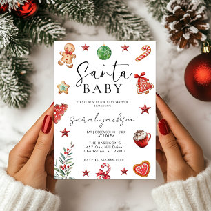 Santa Baby Shower Invitation set, baby it's cold 