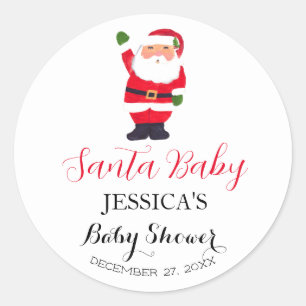 Santa Baby Shower Red Cute simple Thank you Classic Round Sticker