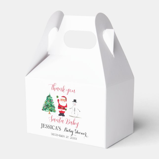 Santa Baby Shower Red Cute simple Thank you Favour Box (Front Side)