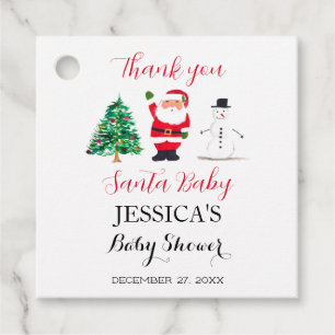 Santa Baby Shower Red Cute simple Thank you Favour Tags