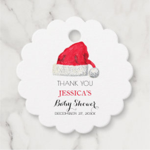 Santa Baby Shower Red Cute simple Thank you Favour Tags