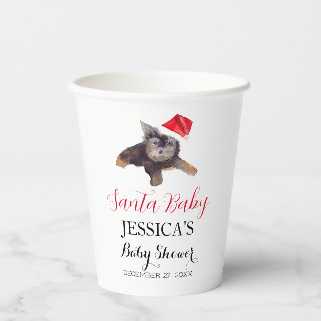 Santa Baby Shower Red Cute simple Thank you Paper Cups (Front)