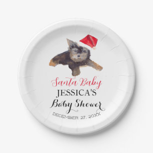 Santa Baby Shower Red Cute simple Thank you Paper Plate
