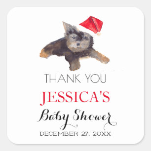 Santa Baby Shower Red Cute simple Thank you Square Sticker