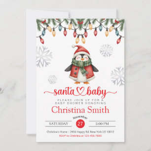 Santa Baby Shower Watercolor Winter Baby Shower Invitation