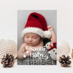 Santa Baby Stars Christmas Birth Announcement